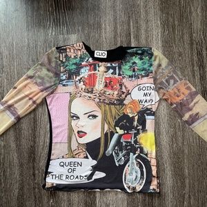 Clio Shirt Queen of the Roads - Motorbike Comic Pop Art Anime Comicon Style